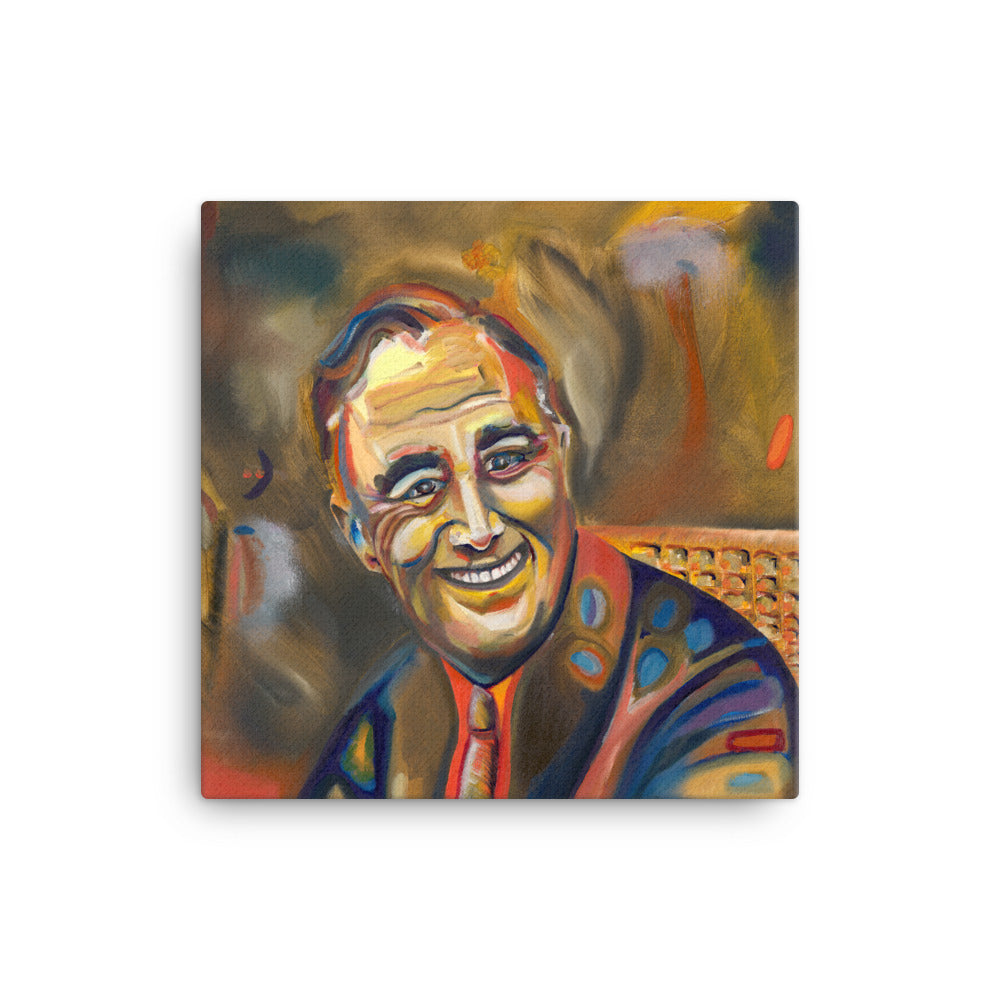 Franklin D. Roosevelt canvas print — Dads of Democracy presidential portrait by Damon DeWitt