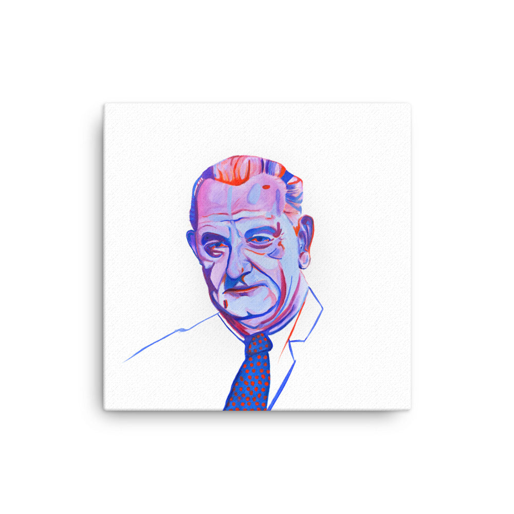 Lyndon B. Johnson canvas print — Dads of Democracy presidential portrait by Damon DeWitt